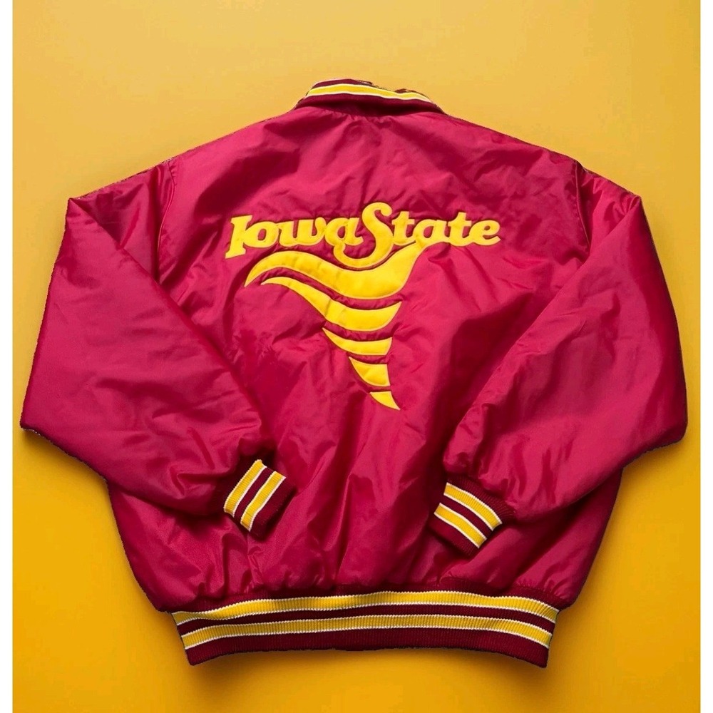 Delong Vintage Iowa State Cyclones Varsity Jacket XXL Nylon Football Red USA